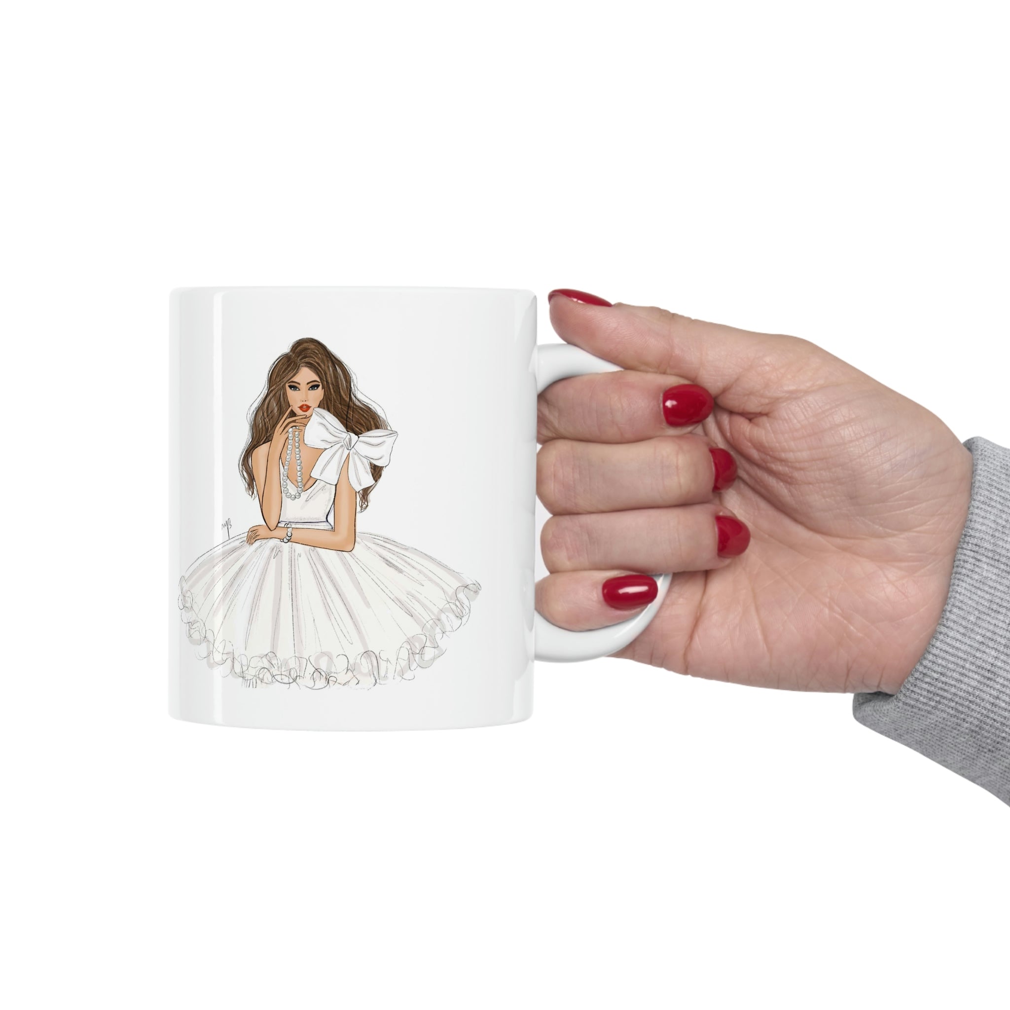 The lady with pearl necklace mug