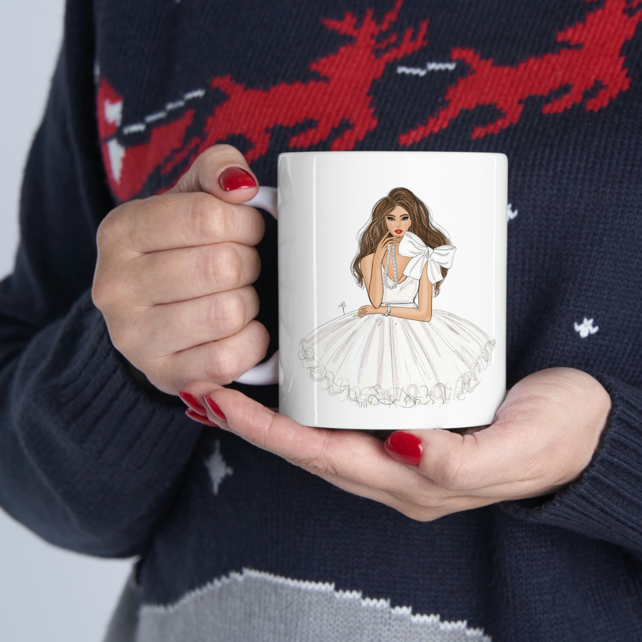 The lady with pearl necklace mug