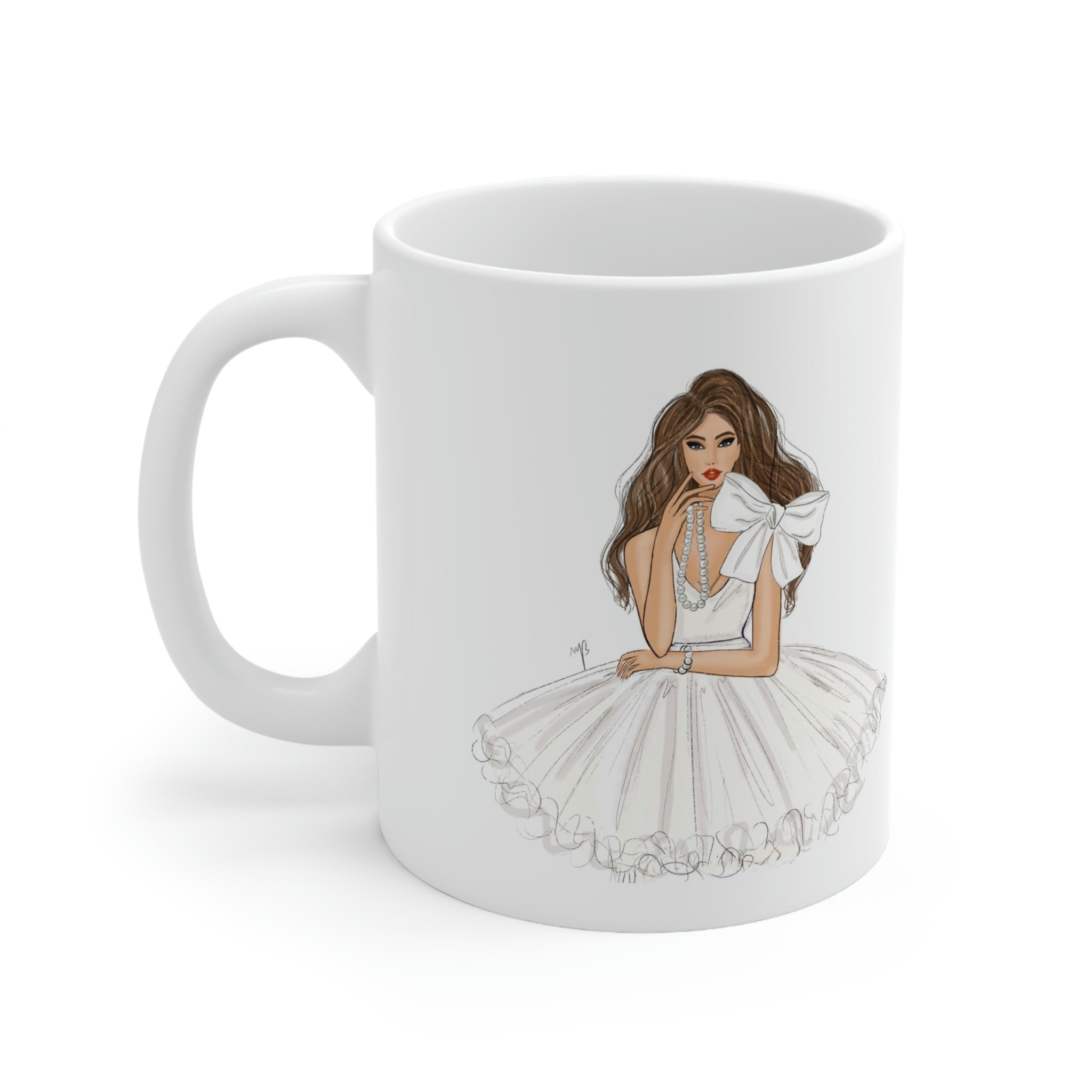 The lady with pearl necklace mug