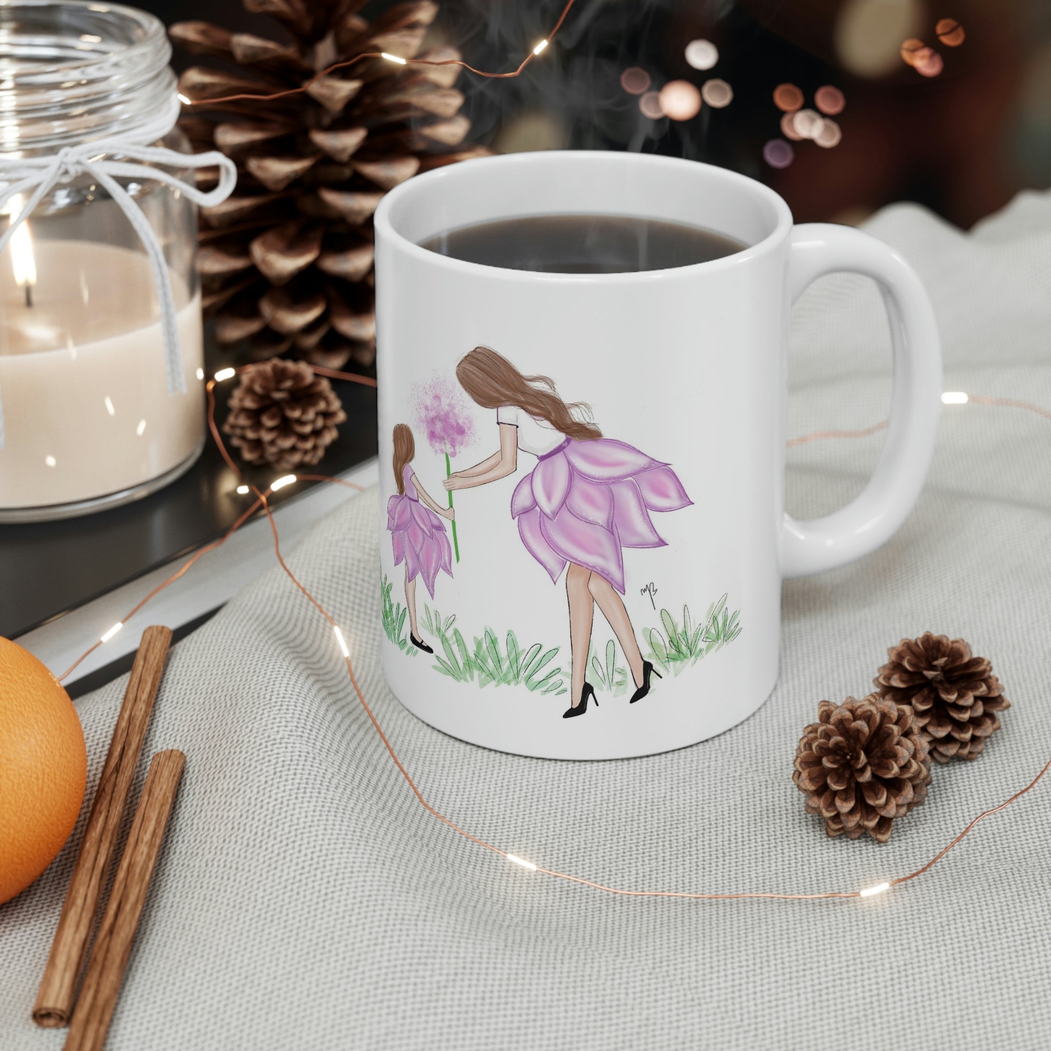 Flower mother and daughter mug