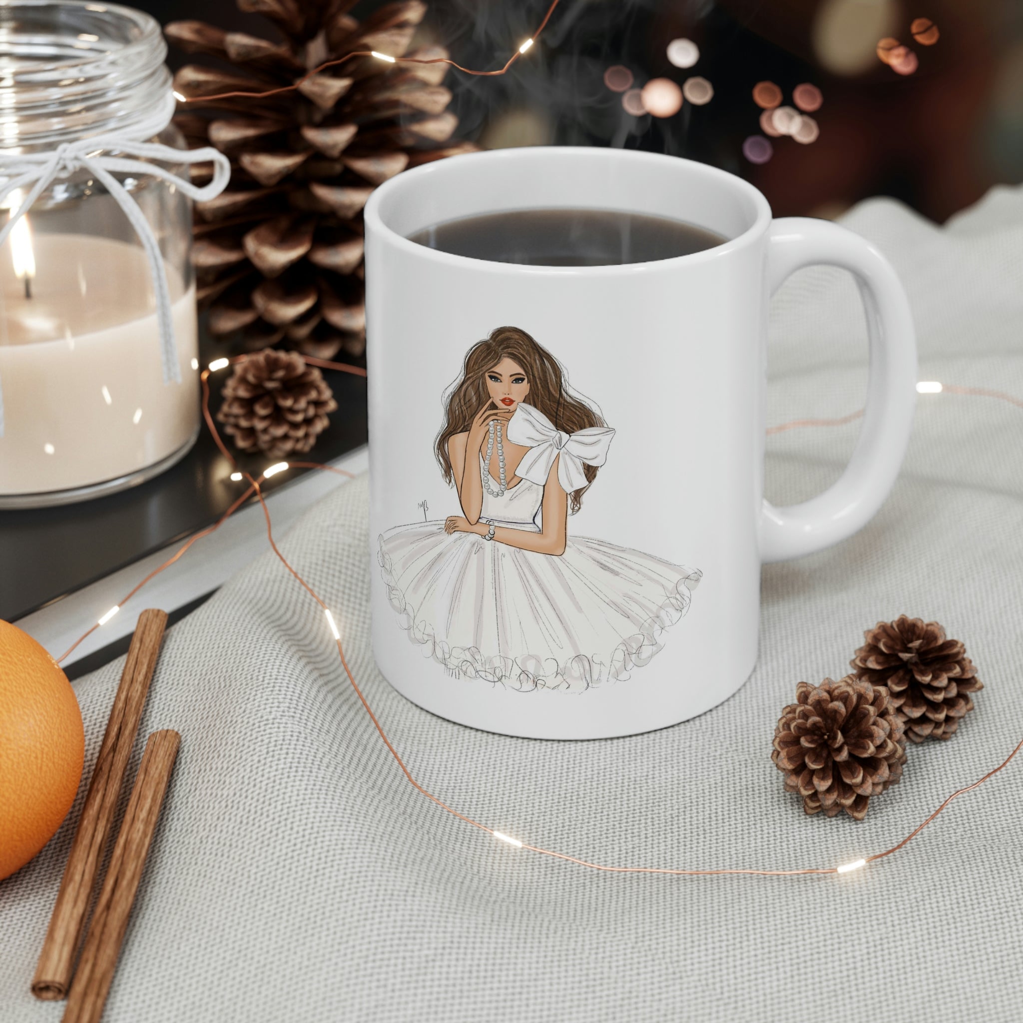 The lady with pearl necklace mug