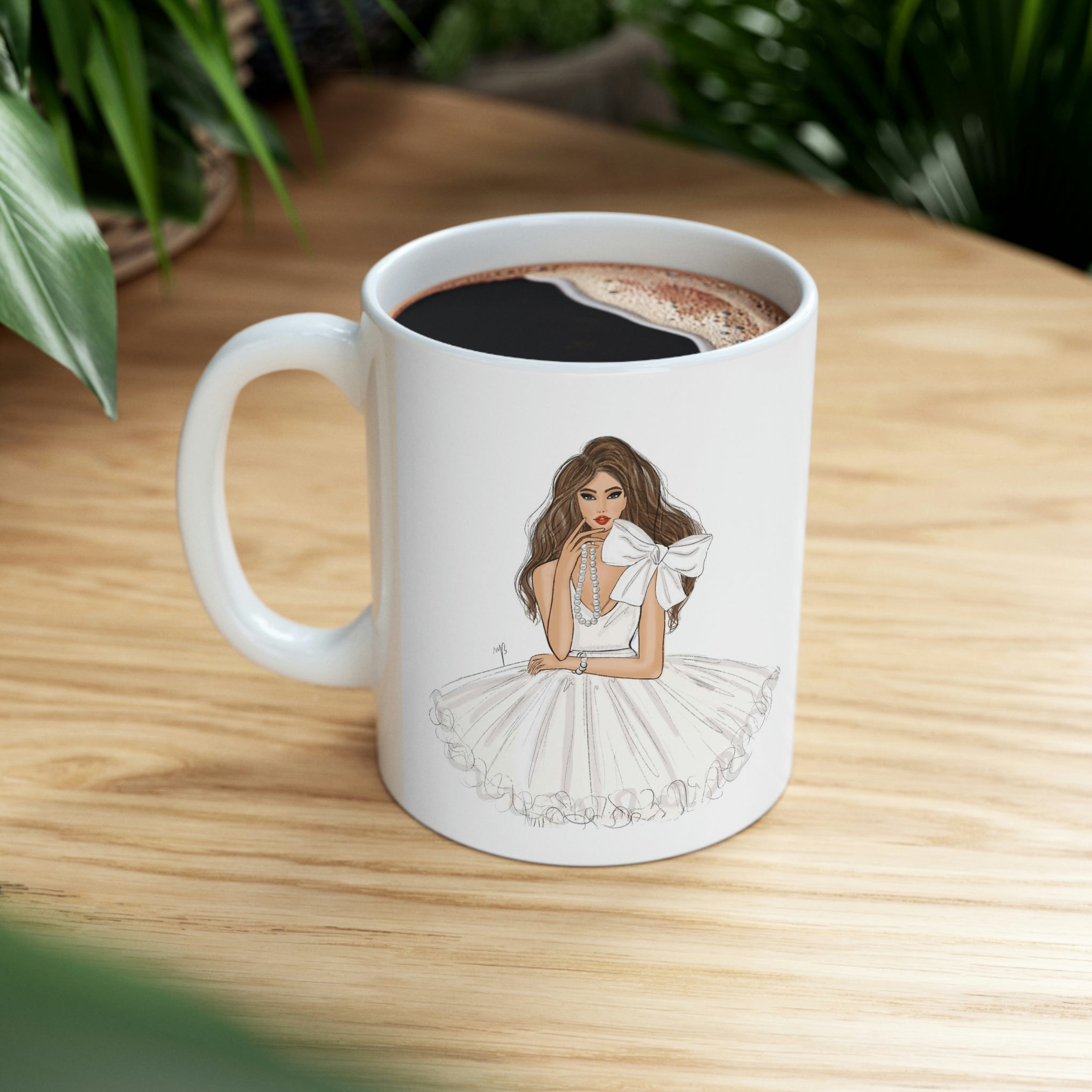 The lady with pearl necklace mug